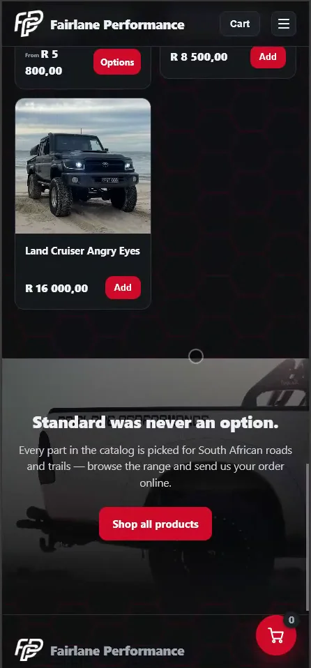 Product cards and the closing call to action on a phone